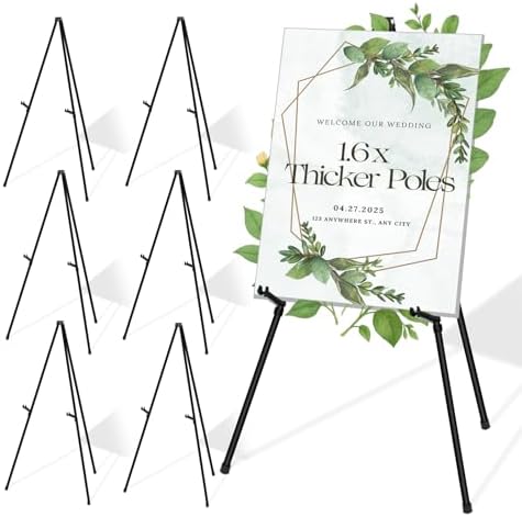 6 Pcs Thickened Metal Easel Stand for Sign - Collapsible and Portable