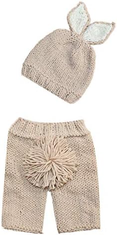 Newborn Baby Easter Outfit Crochet Knit Carrot Rabbit Beanie Pants Hat Set