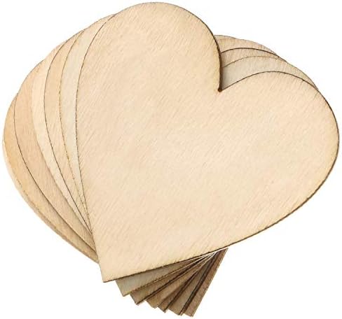 Tatuo 200 Pcs Blank Wooden Hearts for DIY Crafts