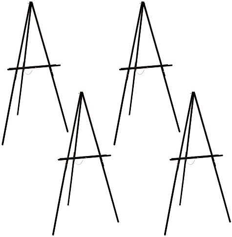 US Art Supply 64 Inch Black Wooden Easel 4 Pack