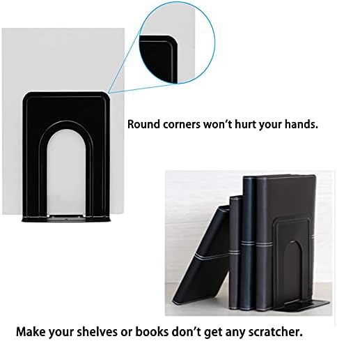 Heavy Duty Metal Bookends 4 Pair 8 Piece Black