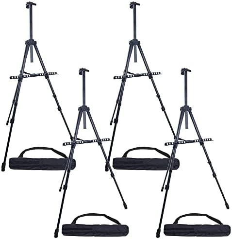 US Art Supply 66 Black Metal Tripod Easel 4 Pack