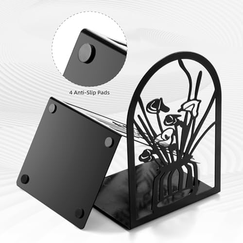 3 Pairs Metal Book Ends for Home Office Decor