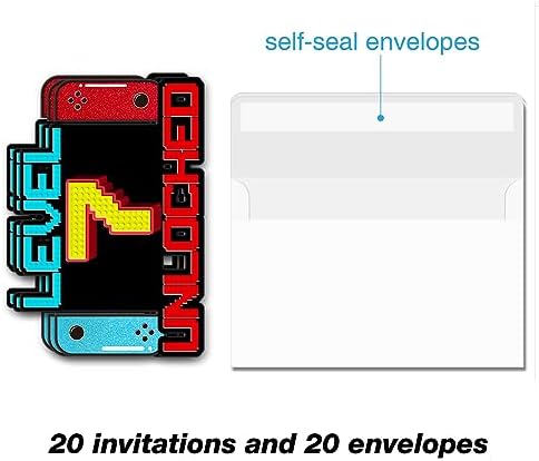Video Game Birthday Invitations with Envelopes 20 Pack 1