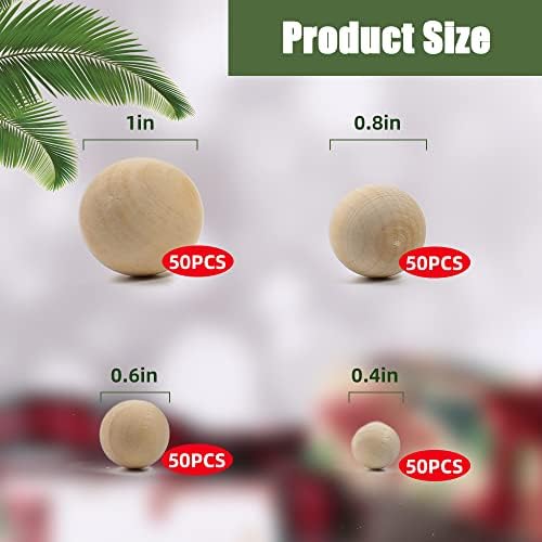 200Pcs Wood Balls Craft in 4 Sizes for DIY Projects