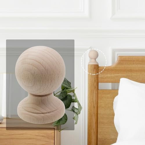 2PCS Unfinished Wood Finials for Bed Post and Curtain Rod