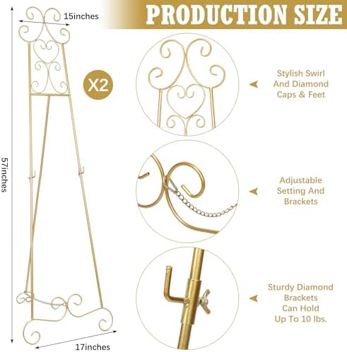 2 Pcs Metal Scroll Easel with Chain Support