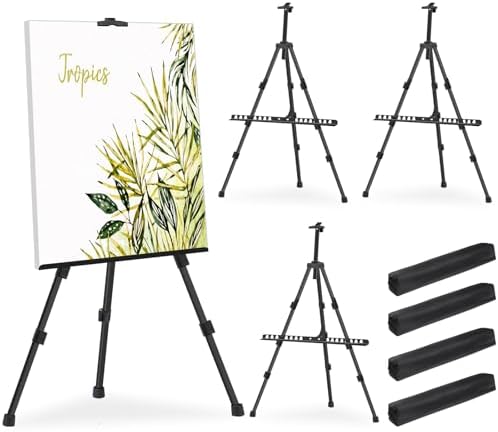 Portable Art Easel Stand - 4 Pack Black Metal