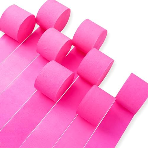 PartyWoo Pink Crepe Paper Streamers 8 Rolls 656ft Pack