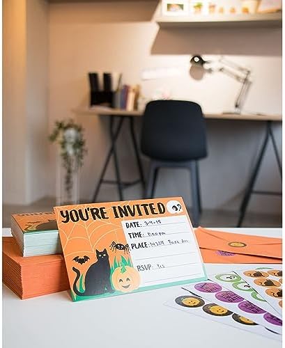 Juvale 60-Pack Halloween Invitation Cards with Envelopes and Seals