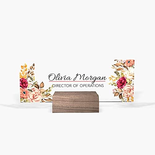 Custom Office Name Plate with 3D Flowers Design
