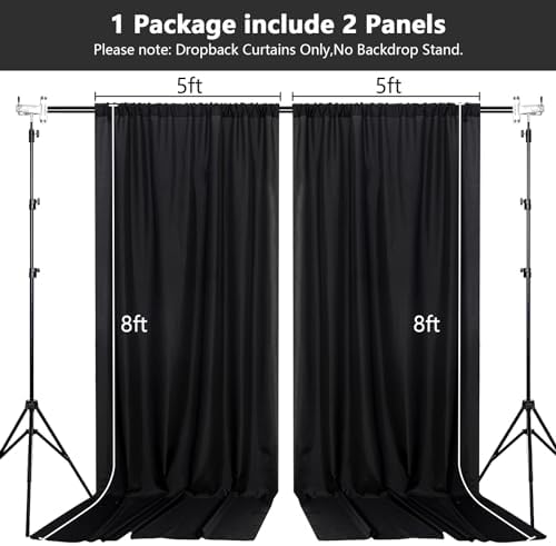MEETSKY Black Backdrop Curtains 10ft x 8ft for Parties