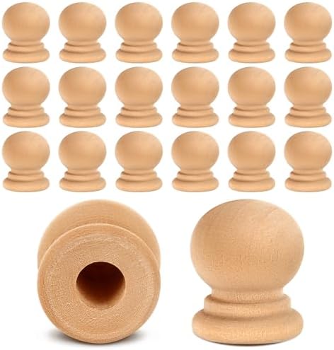 Pinkunn 30 Pcs Wood Finials for Drawer Knobs and Crafts