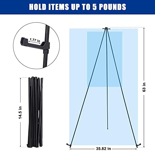 Portable Metal Easel Stand Black 2 Pack for Wedding and Display