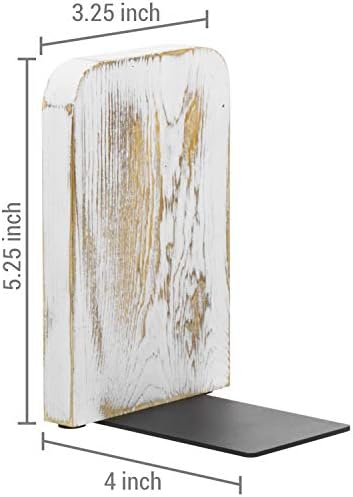 MyGift Whitewashed Wood Bookends 1 Pair