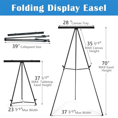 Falling in Art Extra Large 70 High Flip Chart Tripod Display Easel Black
