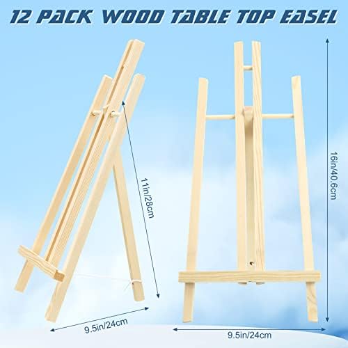 Ctosree 12 Pcs 16 Inch Wooden Table Easel Set