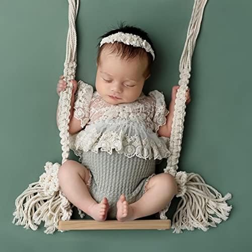 MG House Wooden Swing Baby Photo Prop with Angels and Hearts