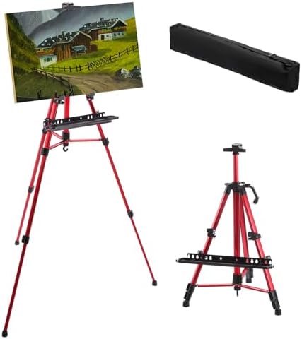 PATIKIL Artist Easel Stand Red Adjustable Height
