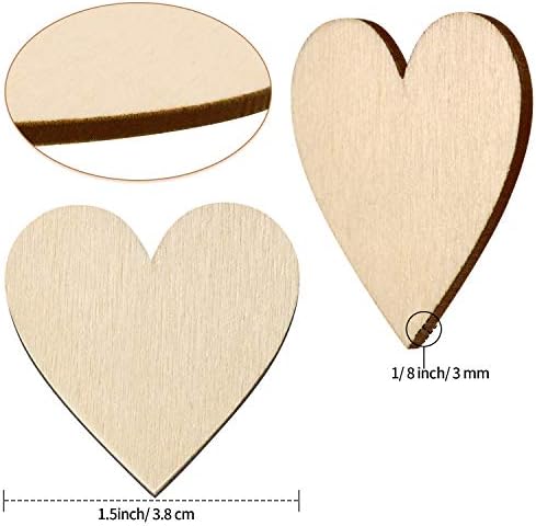 Tatuo 200 Pcs Blank Wooden Hearts for DIY Crafts
