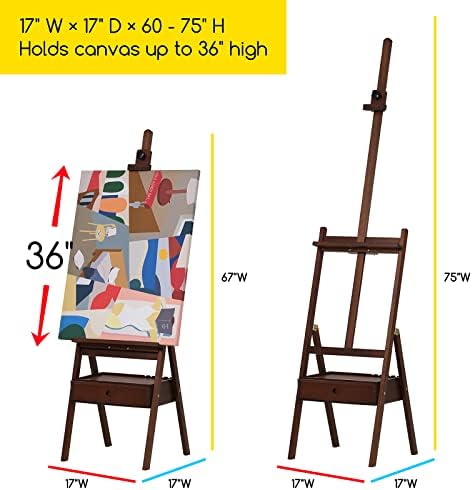 MEEDEN Studio H-Frame Easel with Storage Drawer Adjustable 60-75 Inches