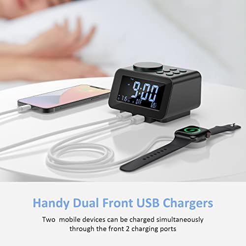 uscce Digital Dual Alarm Clock Radio with Dimmer and Thermometer