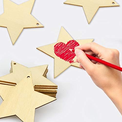50 Pieces Natural Wooden Star Cutouts for Christmas and DIY Crafts