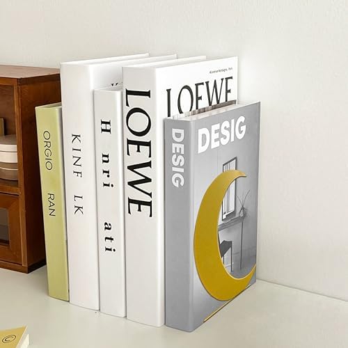 Ecqizer Moon Bookend Gold Bookends Decorative Bookends