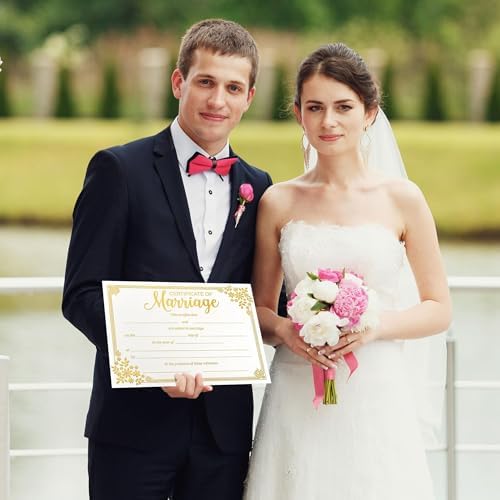 Lesnala 25Pcs Gold Foil Wedding Certificate Blank Paper for Ceremony
