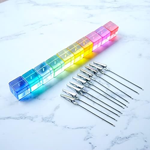 Rainbow Polaroid Photo Clip Stand with Clear Cube Base 10 pcs