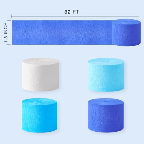 Blue Birthday Decorations 8 Rolls 656ft Crepe Paper Streamers Kit