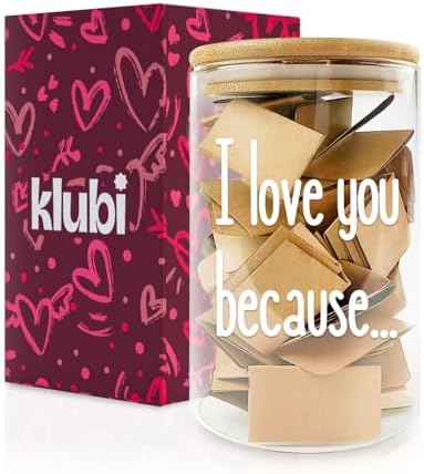 Love Note Jar with 50 Cards for Romantic Messages and Expressions