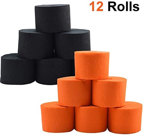 Outus Halloween Crepe Paper Roll 12-Pack Black and Orange