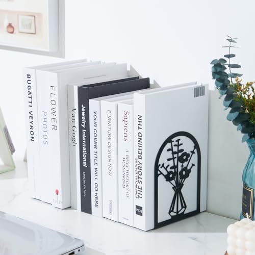 3 Pairs Metal Book Ends for Home Office Decor