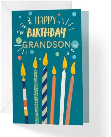 Birthday Card for Grandson with Candles and Confetti