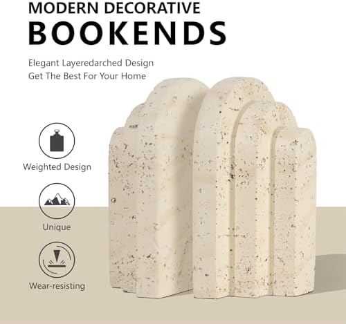 Durable Resin Bookends Set of 2 Office Shelf Decor