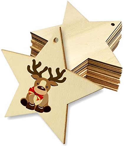 50 Pieces Natural Wooden Star Cutouts for Christmas and DIY Crafts