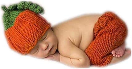 Coberllus Newborn Halloween Pumpkin Outfit for Baby Photo Shoot