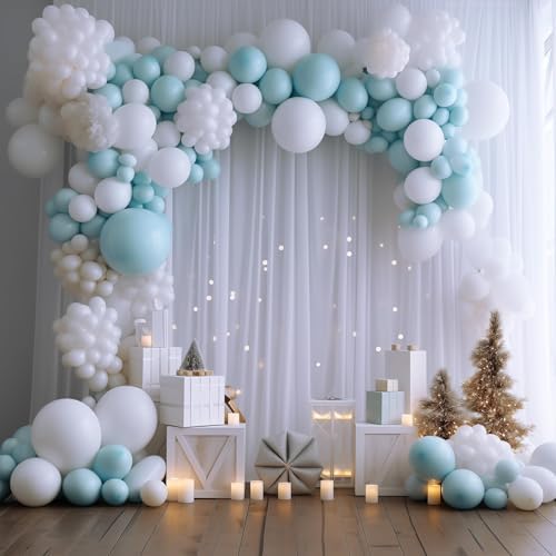 Wokceer 10x8FT White Backdrop Curtain 2 Panels Wedding Photo Background