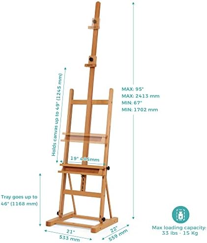 VISWIN Medium H-Frame Easel 67-95 Inch Adjustable with Storage Tray