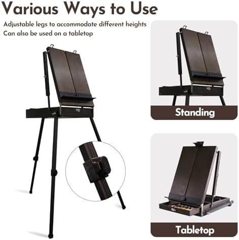 CONDA 70 Inch French Easel with Aluminum Legs and Drawer