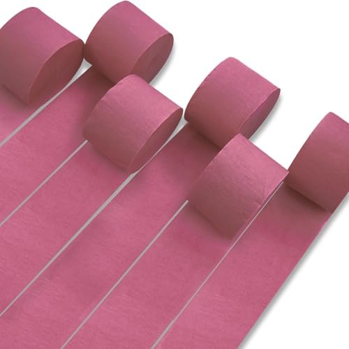 PartyWoo Pink Crepe Paper Streamers 6 Rolls 492 Feet