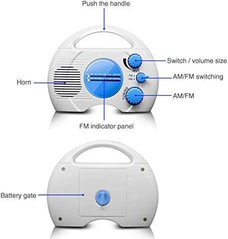 Melostu Waterproof Shower Radio AM FM with Built In Speaker