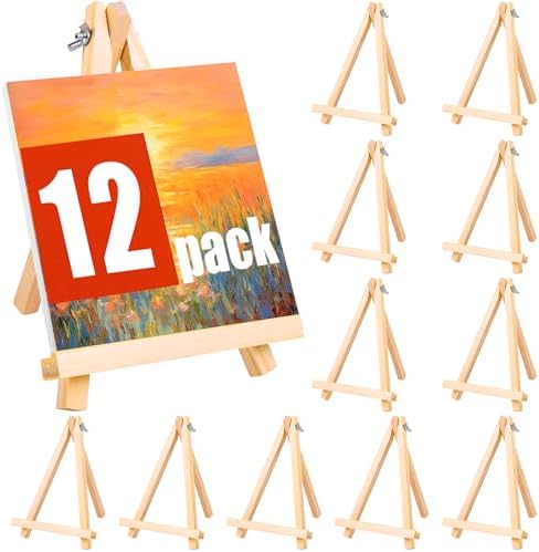 Aneco 12 Pack Foldable A-Shaped Wooden Easels