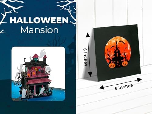 Haunted Mansion 3D Pop-Up Halloween Card 6x6 Inch Spooky Design