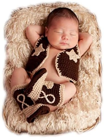Newborn Cowboy Hat Shoe Set for Baby Photo Shoots