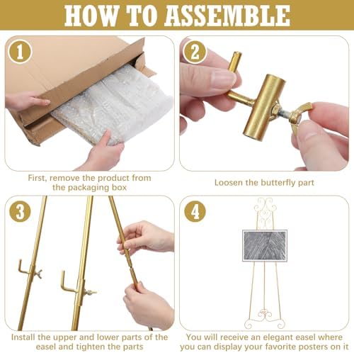 2 Pcs Metal Scroll Easel with Chain Support