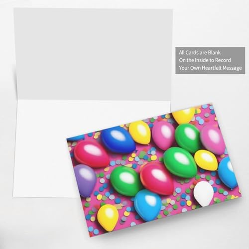 PHAYAH Balloons Confetti Holiday Cards 10 Pack with Gray Envelopes