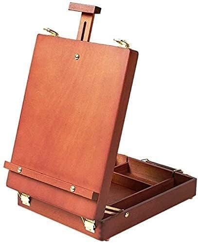 Adjustable Height Wooden Easel with Drawer Storage Red