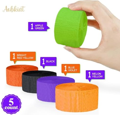 AOBKIAT Halloween Crepe Paper Streamers 5 Rolls